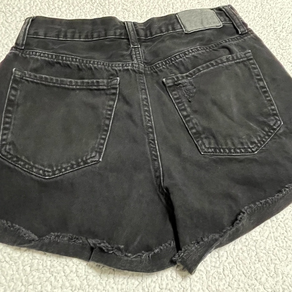 Aeropostale High-Waisted Distressed Black Denim Mom Shorts - Picture 7 of 9